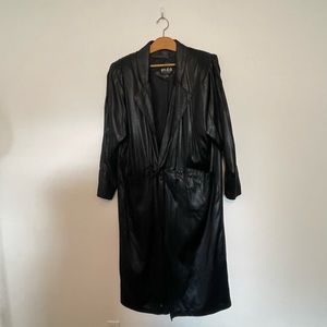 VINTAGE 80’s Black Trench Coat By ELCO Size 15/16 Juniors